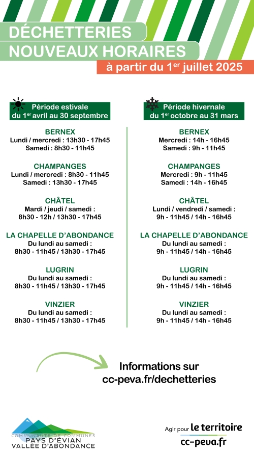 Nouveaux horaires déchetterie